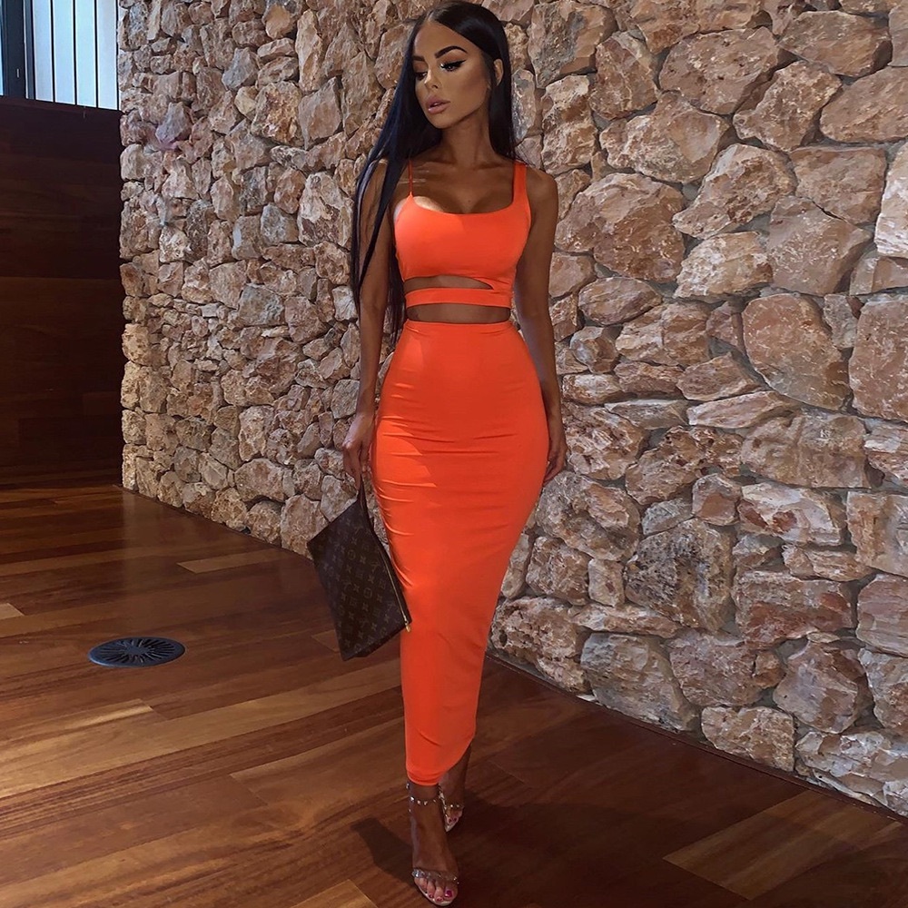 SorellekUK Ava Orange Two Piece Set